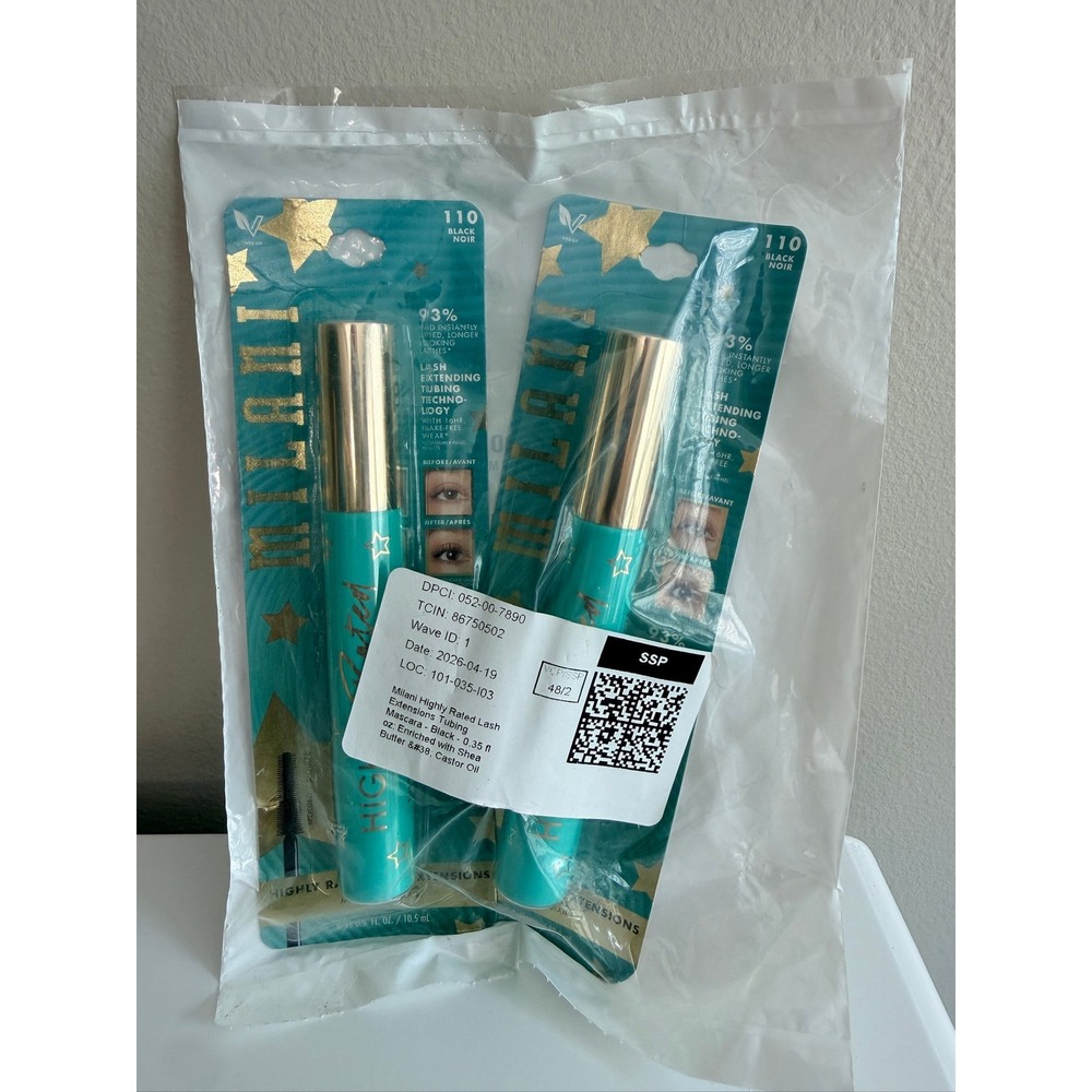 Milani Tubing Mascara Womens 0.35oz Black 110 Lash Extensions‎ 2-Pack NWT
